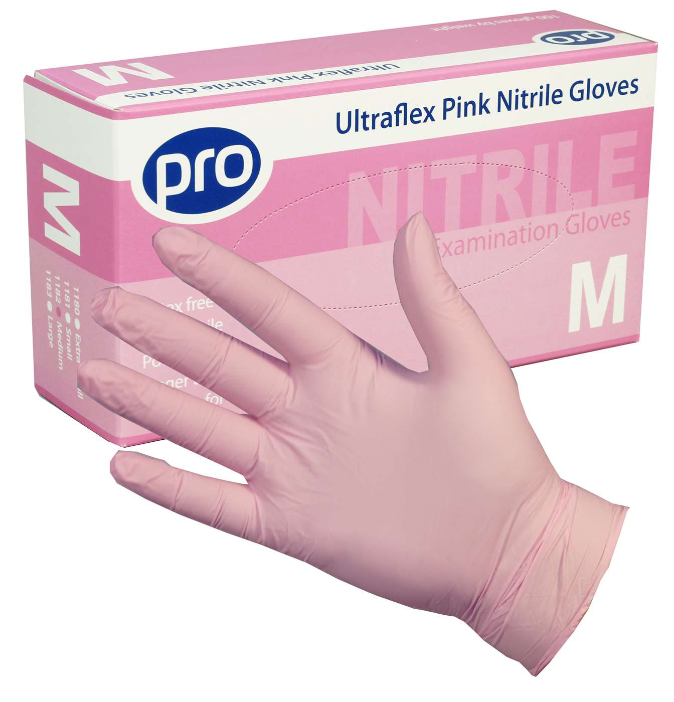 UltraFLEX Pink Nitrile Gloves - Small, Medium, Large - Click Image to Close