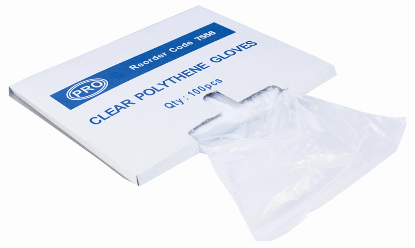 Clear Polythene Gloves in Dispenser Boxes