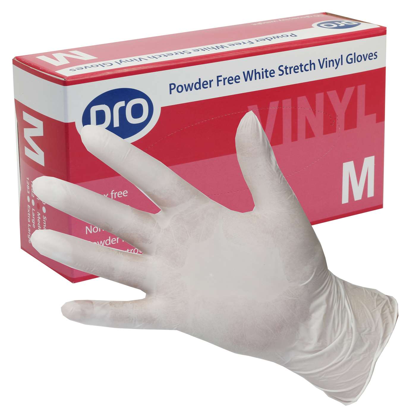 Powder-Free White Stretch Vinyl Gloves - Small, Medium - Click Image to Close